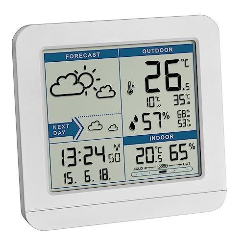 TFA Dostmann SKY Funk-Wetterstation, 35.1152.02,Wetterstation Funk mit Außensensor, Wettervorhersage, Funkuhr, innen und außen, L 123 x B 52 x H 117 mm von TFA Dostmann