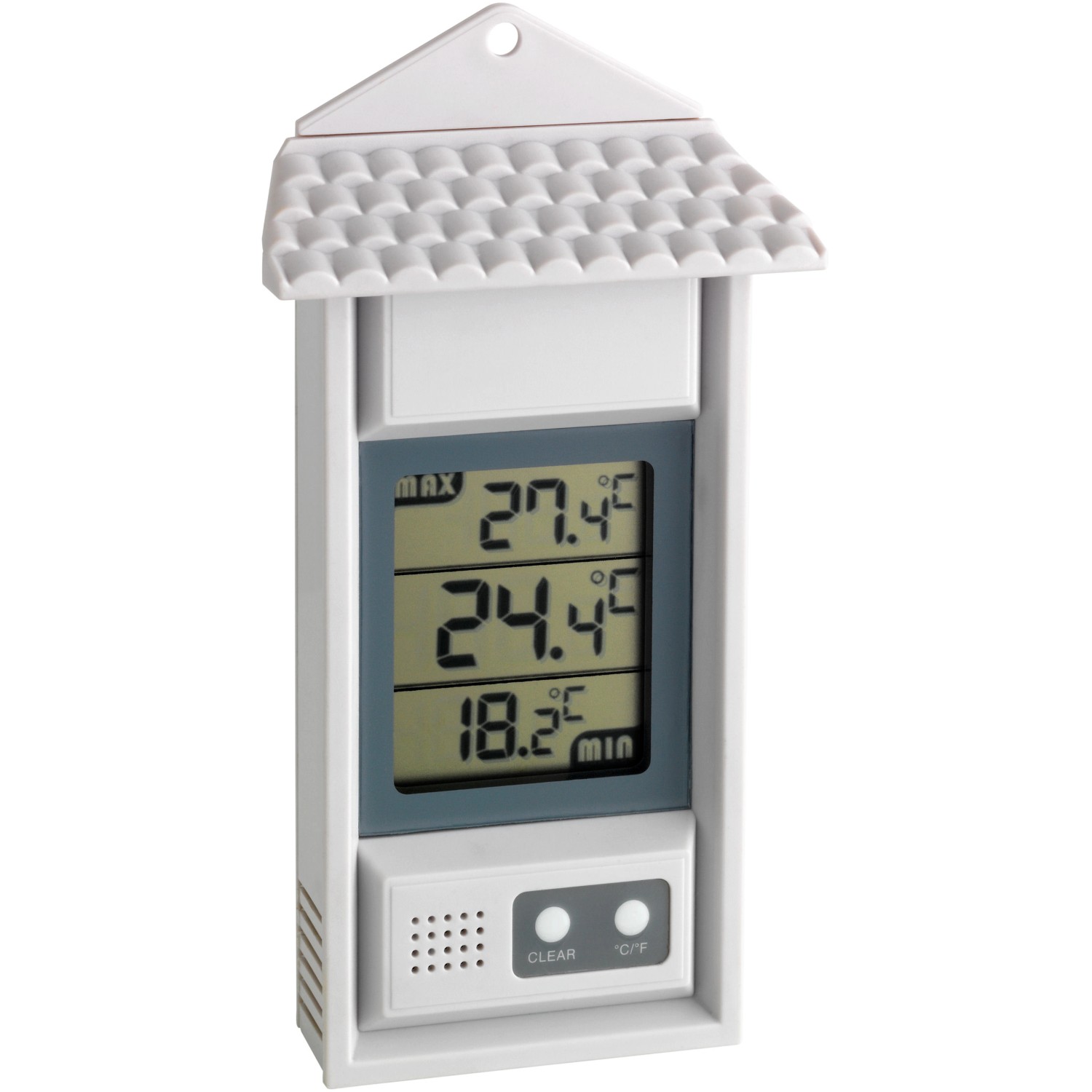 TFA Digitales Thermometer für Innen oder Außen Wetterfest Weiß von TFA