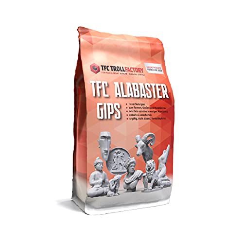 TFC Troll Factory Alabaster Gips, natur weiß, 2x5 kg I Gießmasse für Silikonformen, zum Bemalen und Modellieren, Handabdruck, Babybauch I sehr fein von TFC Troll Factory