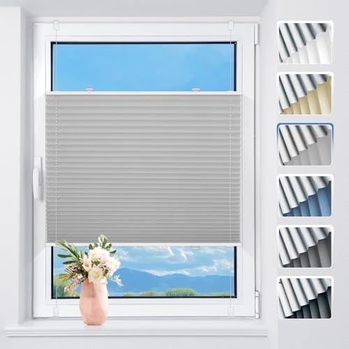 TFSKY Plissee ohne Bohren Verdunkelung Klemmfix Hellgrau B55 x H110 cm Thermo Plissees Verdunklung 100% Blickdicht Plisseerollo für Fenster & Tür Verdunklungsplissee Sonnenschutz Sichtschutz TFSKY Plissee ohne Bohren Verdunkelung Klemmfix Hellgrau B55 x H110 cm Thermo Plissees Verdunklung 100% Blickdicht Plisseerollo für Fenster & Tür Verdunklungsplissee Sonnenschutz Sichtschutz von TFSKY