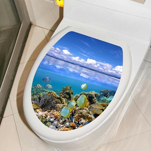 3 Stücke 34 * 29 cm Schildkröte Delphin Marine Oval Selbstklebende Toilettendeckel Aufkleber Toilettensitz Aufkleber Lustig für Deckel Meer von THAYLA