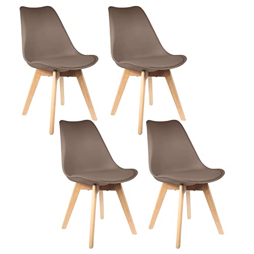 HOME DECO FACTORY Set mit 4 skandinavischen Stühlen, PP, gepolstert, Taupe, 58 x 81.6 x 48.8 cm von HOME DECO FACTORY