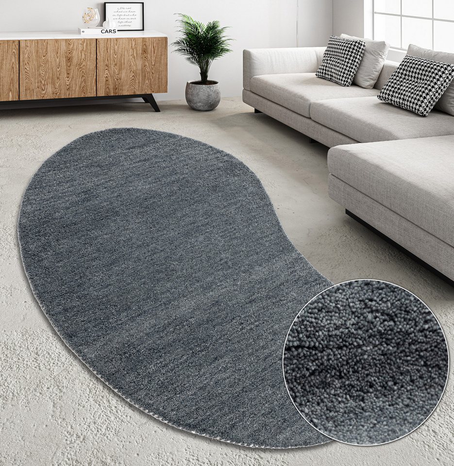 THEKO Wollteppich Gabbeh Uni, Handweb Teppich, meliert, reine Wolle, handgewebt, oval, Höhe: 14 mm, Schlafzimmer, Wohnzimmer, Esszimmer, auch als Läufer, eckig oder rund THEKO Wollteppich Gabbeh Uni, Handweb Teppich, meliert, reine Wolle, handgewebt, oval, Höhe: 14 mm, Schlafzimmer, Wohnzimmer, Esszimmer, auch als Läufer, eckig oder rund von THEKO