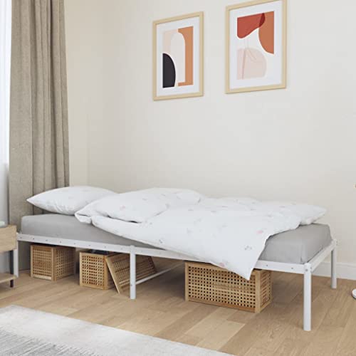 THOYTOUI Bettgestell, Bett Polsterbett Tagesbett Betten Geeignet für Mehrbettzimmer Gästezimmer Wohnung Hotel Metall Weiß 80x200 cm von THOYTOUI