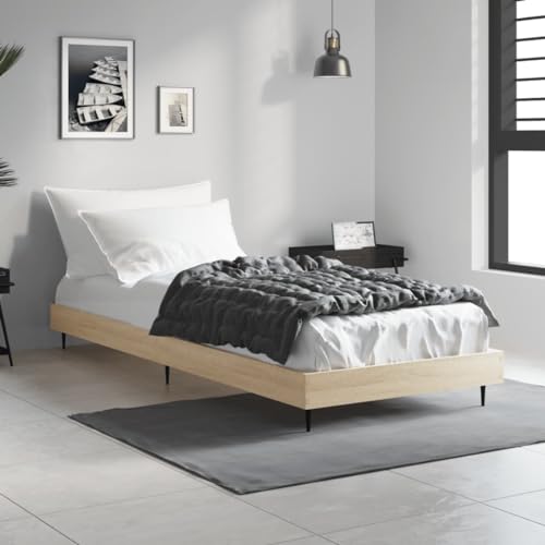 THOYTOUI Bettgestell, Tagesbett Polsterbett Betten Bettrahmen Geeignet für Gästezimmer Schlafzimmer Hotel Wohnung Sonoma-Eiche 75x190 cm Holzwerkstoff von THOYTOUI