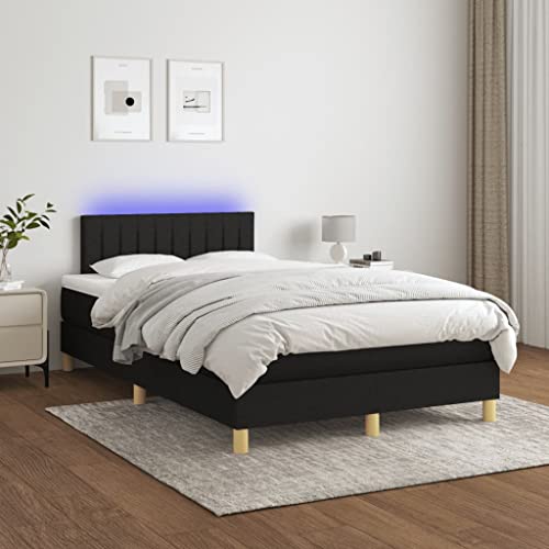 THOYTOUI Boxspringbett, Bett Bettstütze Bettsystem Tagesbett Geeignet für Schlafzimmer Aufenthaltsraum Hotel Wohnungen mit Matratze & LED Schwarz 120x200 cm Stoff von THOYTOUI