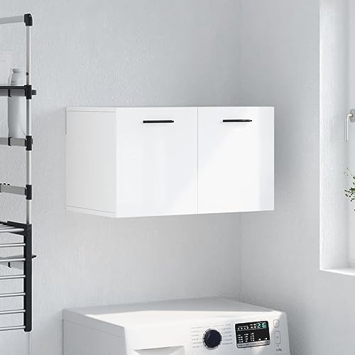 THOYTOUI Wandschrank, Spind Flurschränke TV Schrank Hängeschrank Geeignet für Küche Schlafzimmer Badezimmer Wohnbereich Hochglanz-Weiß 60x36.5x35 cm Holzwerkstoff von THOYTOUI