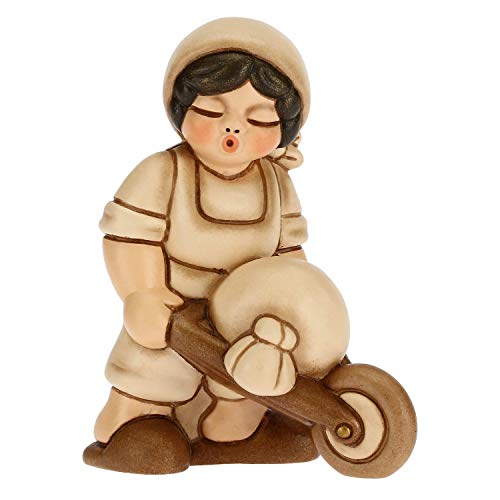 THUN - Figur Krippe Herren mit Schubkarre - Weihnachtsdekoration Haus - Linie Krippe, Variante Beige - Keramik - 6 x 4 x 8 cm von THUN