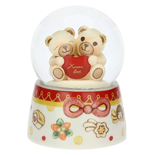 THUN - Weihnachten 2022 - Boule de Neige mit Paar Teddy - Weihnachtsgeschenkidee 2022 - Glas, Harz und Keramik handdekoriert - 4,8 x 4,8 x 6,3 cm h von THUN