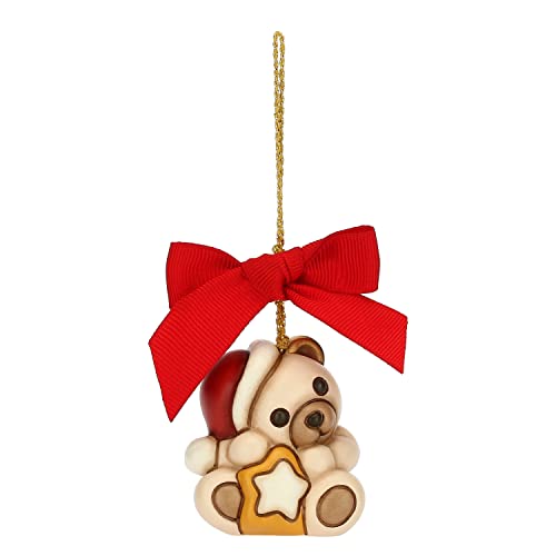 THUN - Weihnachtsschmuck, Teddy mit Stern aus Keramik, handverziert, kleine Version - Geschenkidee Weihnachten 2022-4,4 x 4,2 x 4,8 cm h von THUN