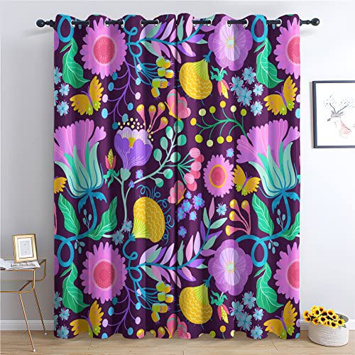 THYUNQ Vorhänge Bunte Blumen Motiv, Vorhang Blickdicht Verdunklungsvorhänge mit Ösen - Gardinen Wohnzimmer Schlafzimmer Fenster, 2er Set Curtains, H 220 x B 140 cm THYUNQ Vorhänge Bunte Blumen Motiv, Vorhang Blickdicht Verdunklungsvorhänge mit Ösen - Gardinen Wohnzimmer Schlafzimmer Fenster, 2er Set Curtains, H 220 x B 140 cm von THYUNQ