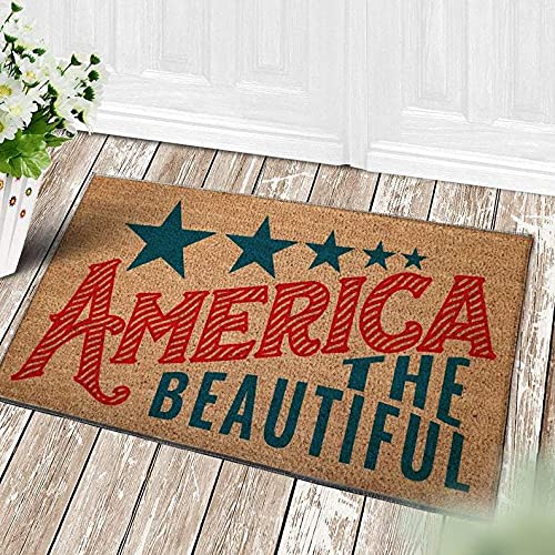 TIANTURNM Fussmatte Aussen Haustür Fußabtreter Amerika Die schöne Flagge Fußmatte USA Willkommen Innen- und Außenfußmatte Warmes Haus Geschenk Willkommensmatte Geschenk für Freund Familie 16"x24" von TIANTURNM