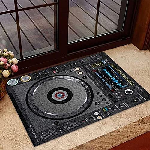 TIANTURNM Fussmatte Aussen Haustür Fußabtreter DJ Single Disk Lustige Indoor- und Outdoor-Fußmatte Warmes Haus Geschenk Willkommensmatte Geschenk für DJ-Liebhaber deko Wohnzimmer 16"x24" von TIANTURNM