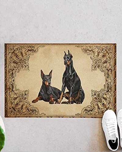 TIANTURNM Fussmatte Aussen Haustür Fußabtreter Dobermann Indoor und Outdoor Fußmatte warmes Haus Geschenk Willkommensmatte Geschenk für Hundeliebhaber Geschenk für Familie Geburtstagsgeschenk 16"x24" von TIANTURNM