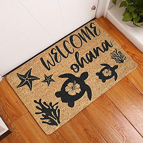 TIANTURNM Fussmatte Aussen Haustür Fußabtreter Willkommen Ohana - Schildkröte Fußmatte Willkommensmatte Home Decor Lustige Fußmatte Geschenkidee deko Wohnzimmer 16"x24" von TIANTURNM