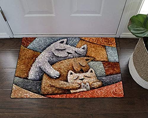 TIANTURNM Katzen Familie Marmor Wand Familie Willkommensmatte Benutzerdefinierte Lustige Fußmatte Willkommensmatte Wohnkultur Geschenk für Katzenliebhaber Lustige Fußmatte Geschenkidee 16"x24" von TIANTURNM