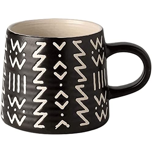TIANYIA Tassen 400 ml große Kaffeetasse, multifunktionale Keramiktassen für Kaffee, Milch, Saft, Tee, Kaffeetasse mit geometrischem Muster und Griff Klassisch von TIANYIA