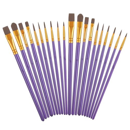 TIESOME 20 Stück Pinsel Set, Pinselset Acrylfarben Kleine Pinsel Set, 10 Verschiedene Größen für Künstler Erwachsene und Kinder Aquarell Stifte Modellbau Pinsel (Lila) von TIESOME