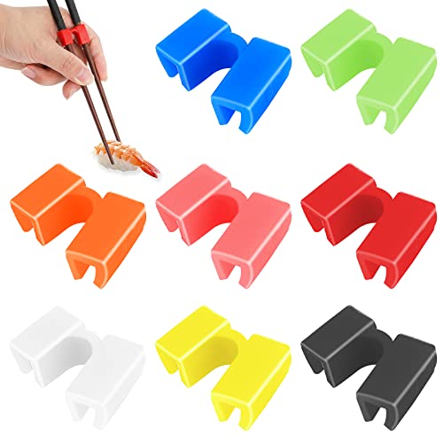 TIESOME 8Pcs Essstäbchen Helfer, Wiederverwendbare Training Essstäbchen Scharniere Connector Praxis Essstäbchen für Erwachsene, Kinder, Anfänger, Trainer oder Lernende (8 Stück 8 Farbe) von TIESOME