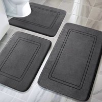 Badezimmerteppich-Set, 3-teilig, weicher Memory Foam-Badematte und U-förmiger Toilettenvorleger, Badematte, rutschfestes, waschbares Badvorleger-Set, Badezimmerteppich-Set, 3-teilig, weicher Memory Foam-Badematte und U-förmiger Toilettenvorleger, Badematte, rutschfestes, waschbares Badvorleger-Set, von TIGREZY