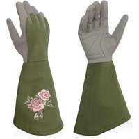 Gartenhandschuhe für Damen, Strauchhandschuhe aus Kunstleder mit vollem Dornenschutz, lange Arbeitshandschuhe mit Durchstichfestigkeit für Gartenhandschuhe für Damen, Strauchhandschuhe aus Kunstleder mit vollem Dornenschutz, lange Arbeitshandschuhe mit Durchstichfestigkeit für von TIGREZY