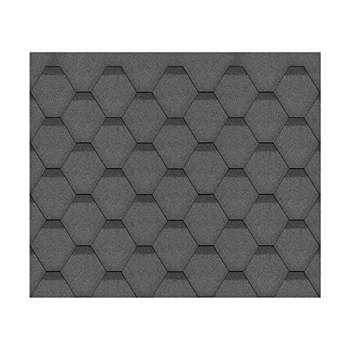 TIMBELA Bitumenschindeln-Set Hexagonal Rock H386BLACK, Schwarz Bitumen-Dacheindeckung M386 für Gartenhaus von TIMBELA