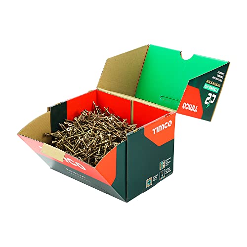 TIMCO - C2 Strong-Fix Mehrzweck-Premium-Schrauben - Doppel-Senkkopf - Gold - Doppel-Winkelgewinde für ultimative Leistung - 4,0 x 50 - Box mit 1000 Stück von TimCo