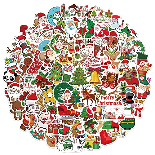 Weihnachts-Themenaufkleber, 100 Stück Weihnachtsschmuck Aufkleber Vinyl Wasserdicht Aufkleber für Kinder Geschenk für Reiseetui Schreibtisch Laptop Tür Fenster Karten von TIMEMEET