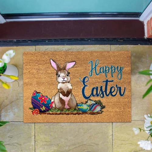 Ostern Fußmatte für Innen & Außen 40 x 60 cm, Ostern Fußmatte Rutschfest Ostern Teppich mit Ostermotiv, Indoor Outdoor Home Decor Kinderzimmer Teppiche Ostern Willkommensmatte Ostern (D, 60x40cm) von TIMIYUYU