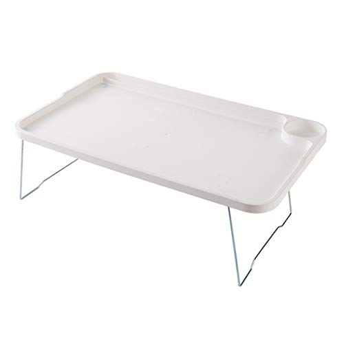 TIREOW Falten Bett Laptop Tisch, Fauler Student Schlafsaal Laptop Schreibtisch, Frühstück Serviertisch Tablett mit Wasserbecher Slot Design, Tragbare Mini Picknicktisch 49,8x29,5x2,1 cm (Weiß) von Toysmith