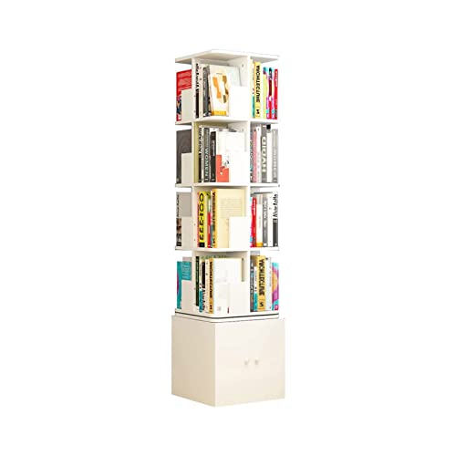 TISTIK Bücherregal Drehbares Bücherregal mit Aufbewahrung, baumförmiges Bücherregal mit Tür, freistehender 360-Grad-Display-Aufbewahrungsschrank, offene Regale für Wohnzimmer standregal von TISTIK