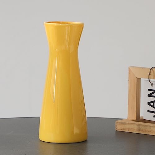 Gelbe Keramikvase für Blumen, Moderne Blumenvase Im Boho-Wohndekor-Stil, Geeignet für Regaldekoration, Kamindekoration, Bücherregal, Wohnzimmertischdekoration, Kamin- und Eingangsdekoration(Gelb) von TITA-DONG