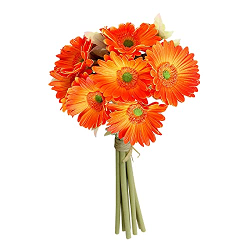 TITA-DONG Künstliche Gerbera-Gänseblümchen aus Latex, 7er-Set, Mehrfarbige Kunstblumen, Simulationsblumenstrauß für Heim- und Küchendekoration, 31,8 cm Große(Orange) von TITA-DONG