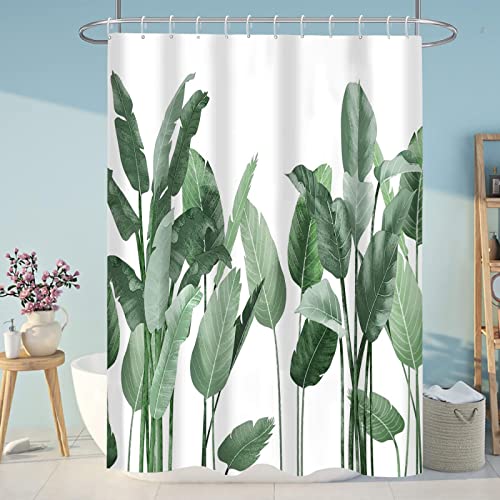 TITINGLUCK Duschvorhang Tropische Pflanze Blätter Blume Stein Badezimmervorhang Set mit 12 Haken wasserdichte Stoffe Badewannenabtrennung 120x280cm/47x110in(BxH) von TITINGLUCK