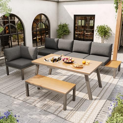TIZZ Garten-Lounge-Set für 6-7 Personen, geeignet für Garten, Balkon, Terrasse, wetterfeste Sitzgruppe, Essgruppe, modernes Gartenmöbel-Set, Gestell aus verzinktem Eisen, Tischplatte mit Eiskübel TIZZ Garten-Lounge-Set für 6-7 Personen, geeignet für Garten, Balkon, Terrasse, wetterfeste Sitzgruppe, Essgruppe, modernes Gartenmöbel-Set, Gestell aus verzinktem Eisen, Tischplatte mit Eiskübel von TIZZ