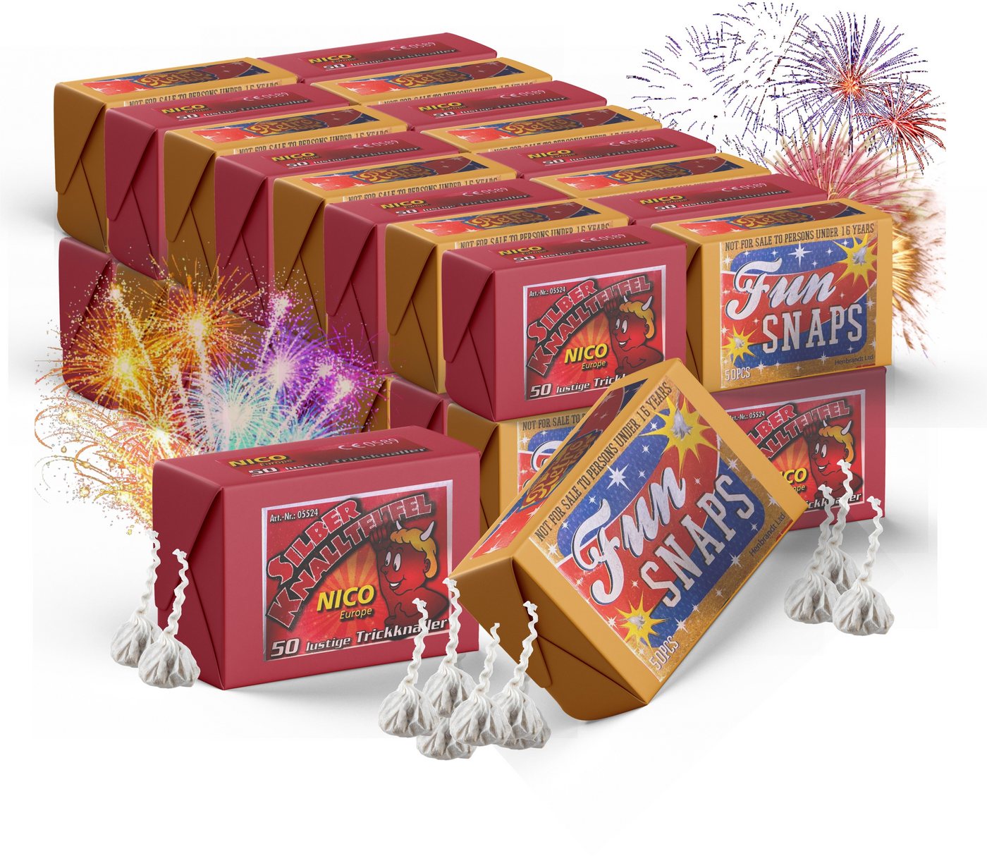 happy sparks® Geburtstagskerze 10.000x Knallerbsen - Knallteufel Kat. F1 - Silvester - Fun Snaps (Packung, 10000-tlg., 10000x Knallerbsen) von happy sparks®