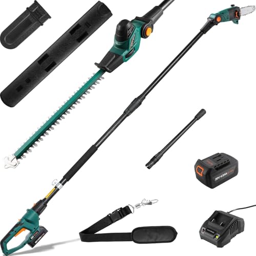 2-in-1 Akku Teleskop Heckenschere & Hochentaster, Akku Multigartengerät, mit 20V 4,0Ah Li-Ion Akku & Ladegerät, Verstellbarer Schnittwinkel, inkl. Schultergurt, Arbeitshöhe über 3m 2-in-1 Akku Teleskop Heckenschere & Hochentaster, Akku Multigartengerät, mit 20V 4,0Ah Li-Ion Akku & Ladegerät, Verstellbarer Schnittwinkel, inkl. Schultergurt, Arbeitshöhe über 3m von TLGREEN
