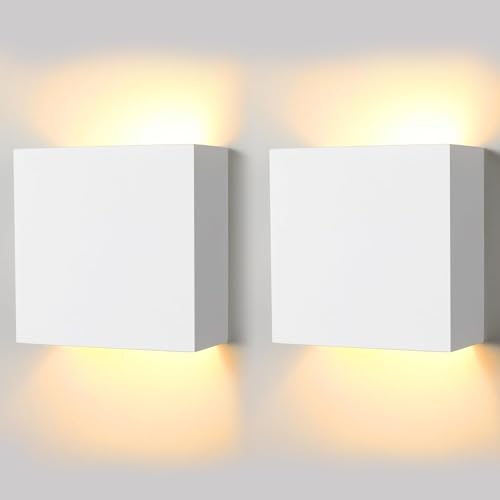 TLGREEN 2 Stück Innen Wandleuchte, Modern Up Down Design 9W LED Gips Wandlampe, für Flur, Treppe, Schlafzimmer, Wandleuchte, warmweiß, 3000K [Energieklasse E] [Energy Class E] von TLGREEN