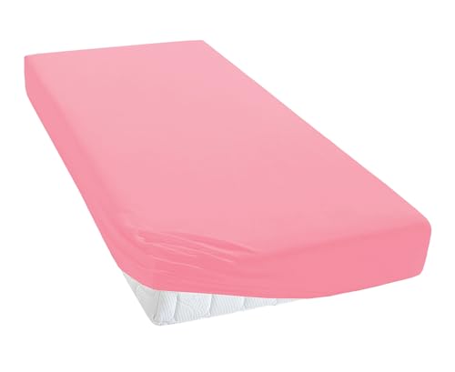 TM MAXX Jersey Spannbettlaken für Baby und Kinder mit Öko-Tex Standard (Rosa 005, 80x200) Matratzenhöhe bis 30 cm, Spannbetttuch aus 100% Baumwolle von TM Maxx