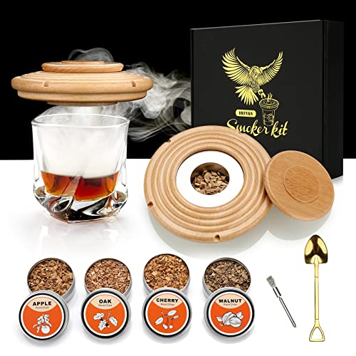 Cocktail Smoker Kit, Cocktail-Räucherset mit 4 Holzchips, Vatertagsgeschenk, Old Fashioned Whiskey Smoker Drinks Kit, Cocktail Zubehör Für Whiskey, Getränke, Kaffee, Bourbon, Fleisch-Buche von TMEOIIPY