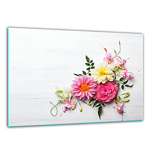 TMK, Schneidebrett glas 30x22 mit motiv Blumen Schneideplatte, Herdabdeckplatte deko glas von TMK ArtDeko