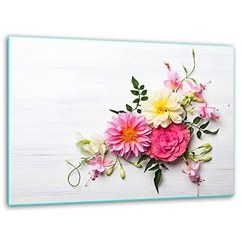 TMK, Schneidebrett glas 40x30 mit motiv Blumen Schneideplatte, Herdabdeckplatte deko glas von TMK ArtDeko