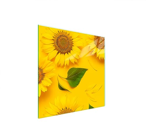 TMK ArtDeko Herdabdeckplatte 50x52 Einteilig Glas Induktion Herdschutz Spritzschutz Glasplatte Deko Schneidebrett, Blumen von TMK ArtDeko