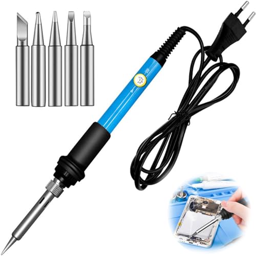 Lötkolben,Lötkolben Set,60W Lötkolben,60W Lötkolben mit Einstellbarer Temperatur mit 5 Lötspitzen,Soldering Iron for Elektronik,Schmuck,Haushaltsgeräte von TMRBBesty