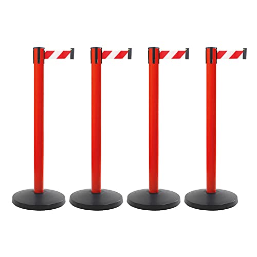 BIGPACK 4 x ALLROUNDLINE Gurtpfosten, rot/weiß schraffiert, 4 m, 100 cm hoch, Art.-Nr. 998877 von TMS Pro Shop