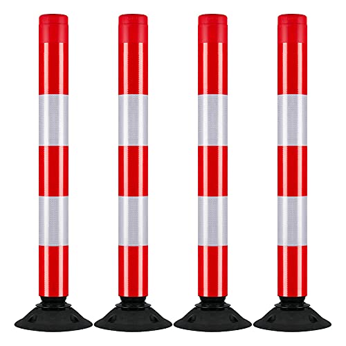 TMS PRO SHOP BIGPACK Verkehrs-Leitzylinder FLEX, 4 Stück, rot/weiß reflektierend, 100 cm, Art.-Nr. 608488 von TMS Pro Shop