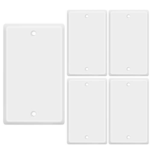TNP Blanko-Outlet Cover – Blanko Frontplatte, Steckschlüssel-Einsatz Klinkenstecker Panel Single Gang Standard Größe (Weiß) 5 Pack Weiß von TNP Products