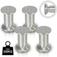 4X Möbelfüße Couch Stützfuß Schrankfuß Verstellbar Schrank Sofafuß Bettfüße-Aluminium-60mm - Tolletour von TOLLETOUR