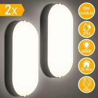 TolleTour LED Feuchtraumleuchte Wasserdicht Deckenleuchten IP54 Wasserdicht Lampe Garage Keller 15W 2x von TOLLETOUR