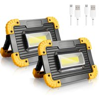 2X 30W cob Akku Fluter led Strahler Arbeitsleuchte Baustrahler HandlMMHDpe Flutlicht - Tolletour von TOLLETOUR